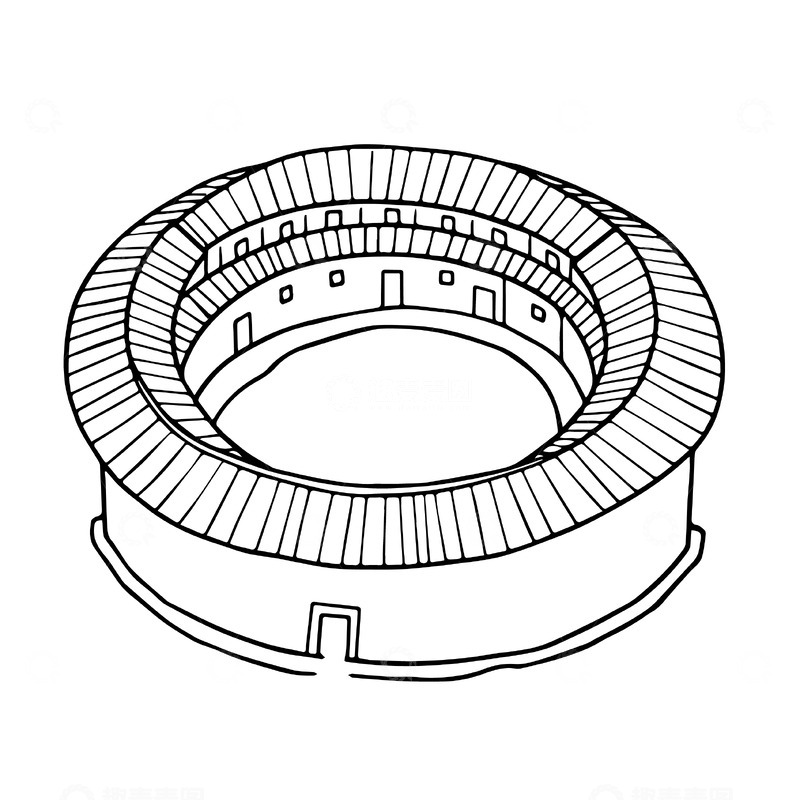 源文件下载【趣麦麦图】圆形体育场建筑