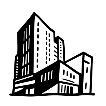 手绘都市高楼建筑1