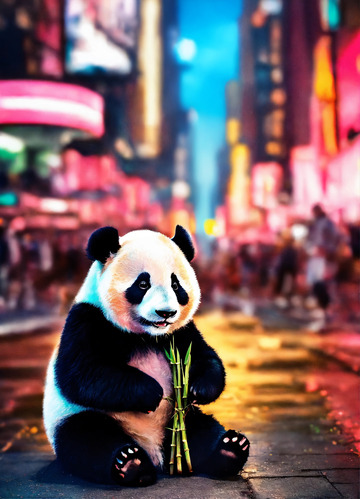 可爱3D广场上的熊猫AI插画高清海报背景2