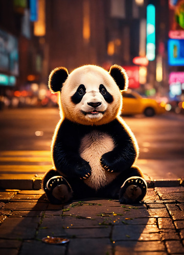 可爱3D广场上的熊猫AI插画高清海报背景4