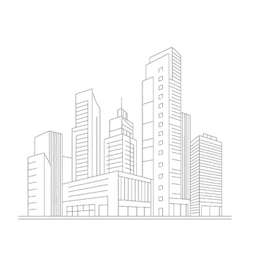 线条城市高楼建筑