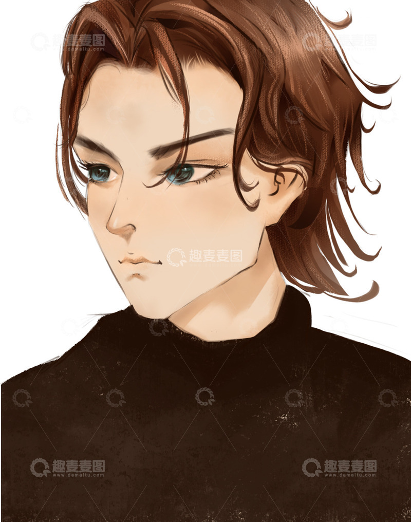 高清大图下载【趣麦麦图】手绘卡通短发男子头像