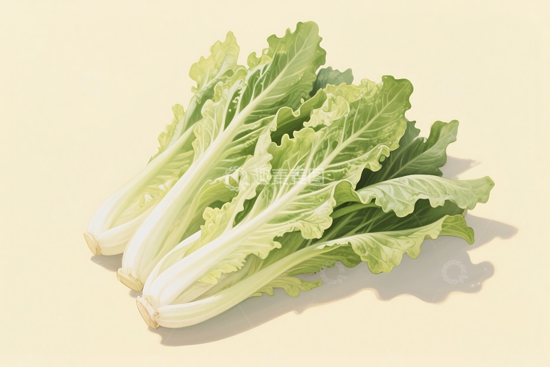 高清大图下载【趣麦麦图】传统蔬菜油麦菜极简彩色手绘 