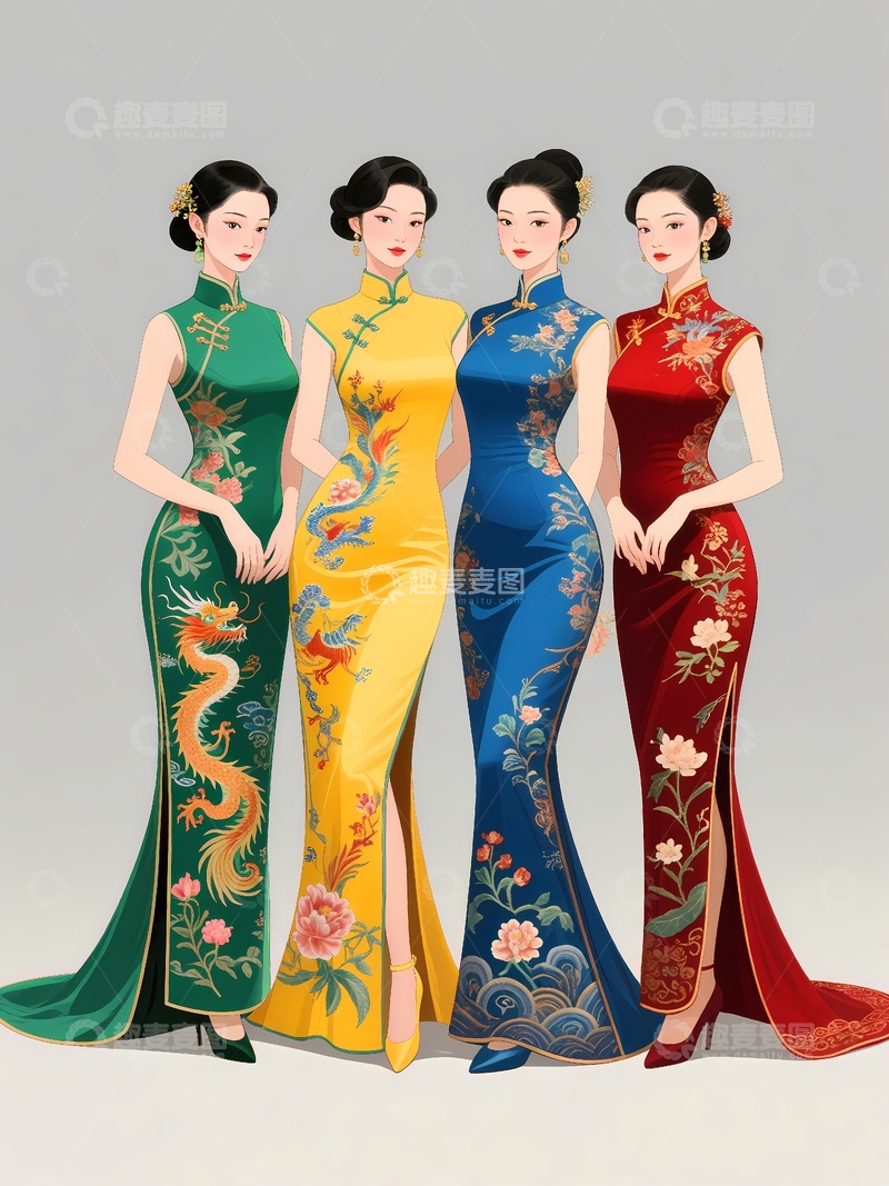 高清大图下载【趣麦麦图】旗袍秀旗袍模特