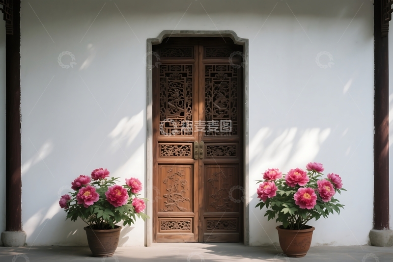 高清大图下载【趣麦麦图】传统中式建筑与植物 