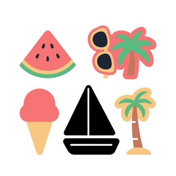 夏季扁平元素插画