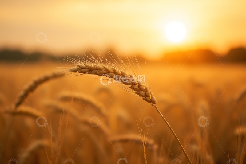 高清大图下载【趣麦麦图】傍晚的麦田里 