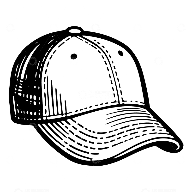 源文件下载【趣麦麦图】黑白线稿鸭舌帽
