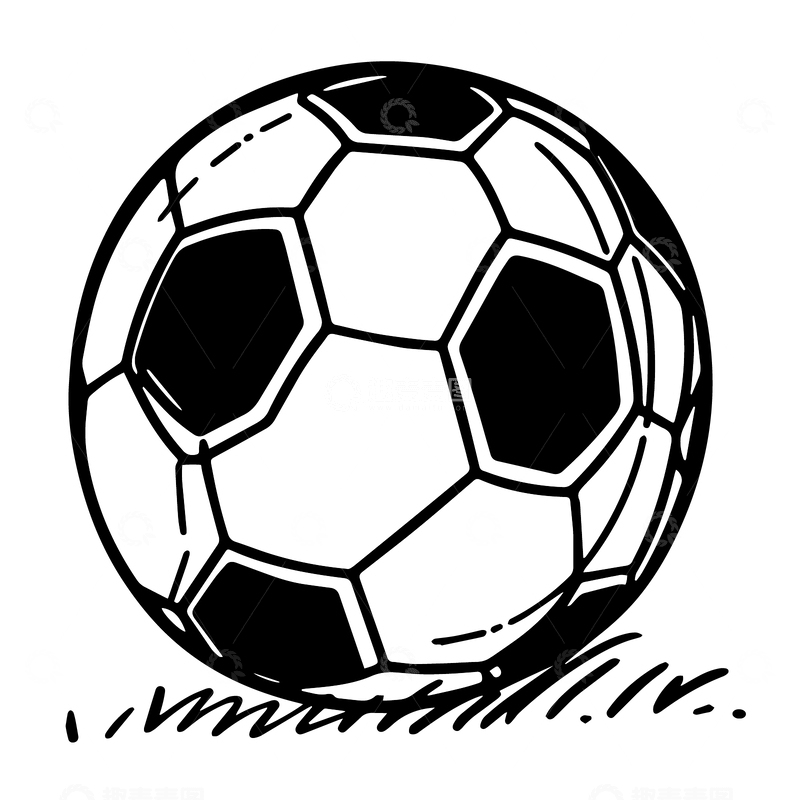 源文件下载【趣麦麦图】-黑白线稿足球