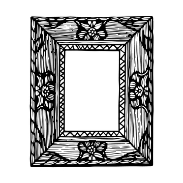 黑白线稿画框装饰边框