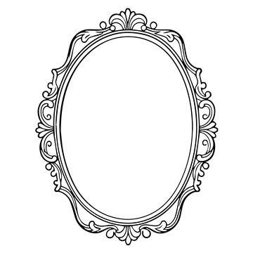 黑白线稿欧式镜子