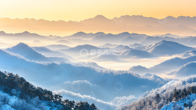 高清大图下载【趣麦麦图】冬季高山云雾美景3