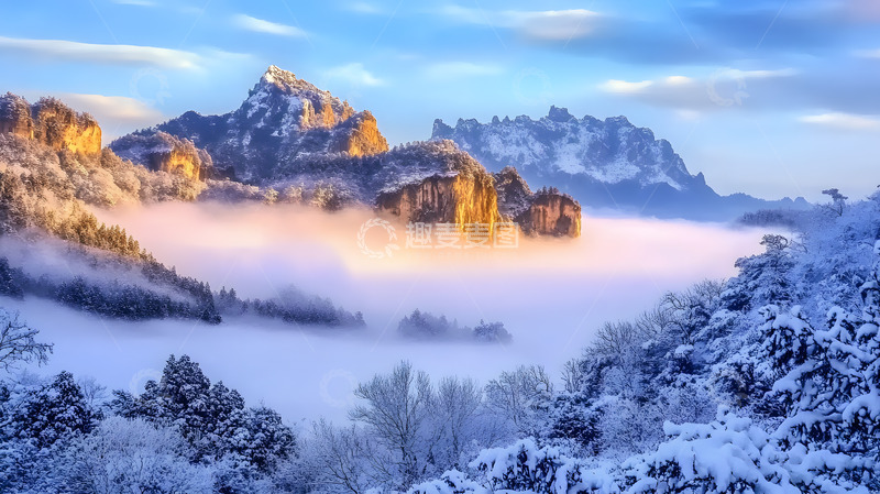 高清大图下载【趣麦麦图】冬季高山云雾美景