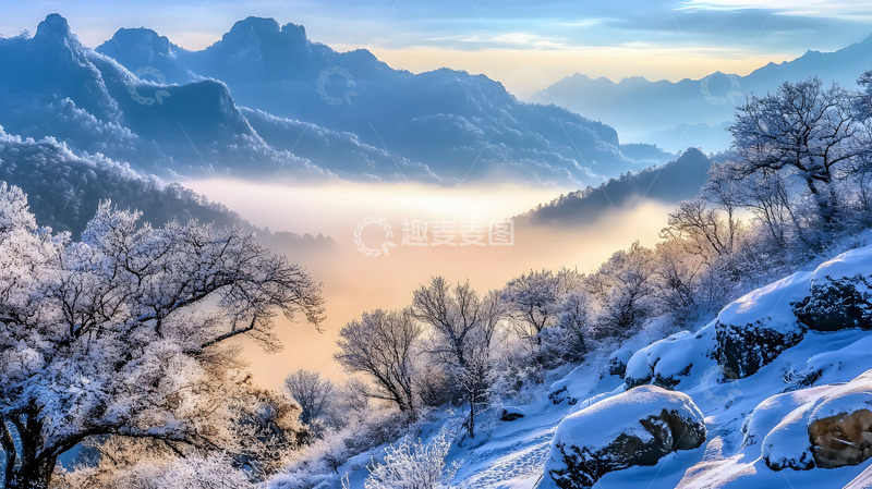 高清大图下载【趣麦麦图】冬季高山云雾美景1