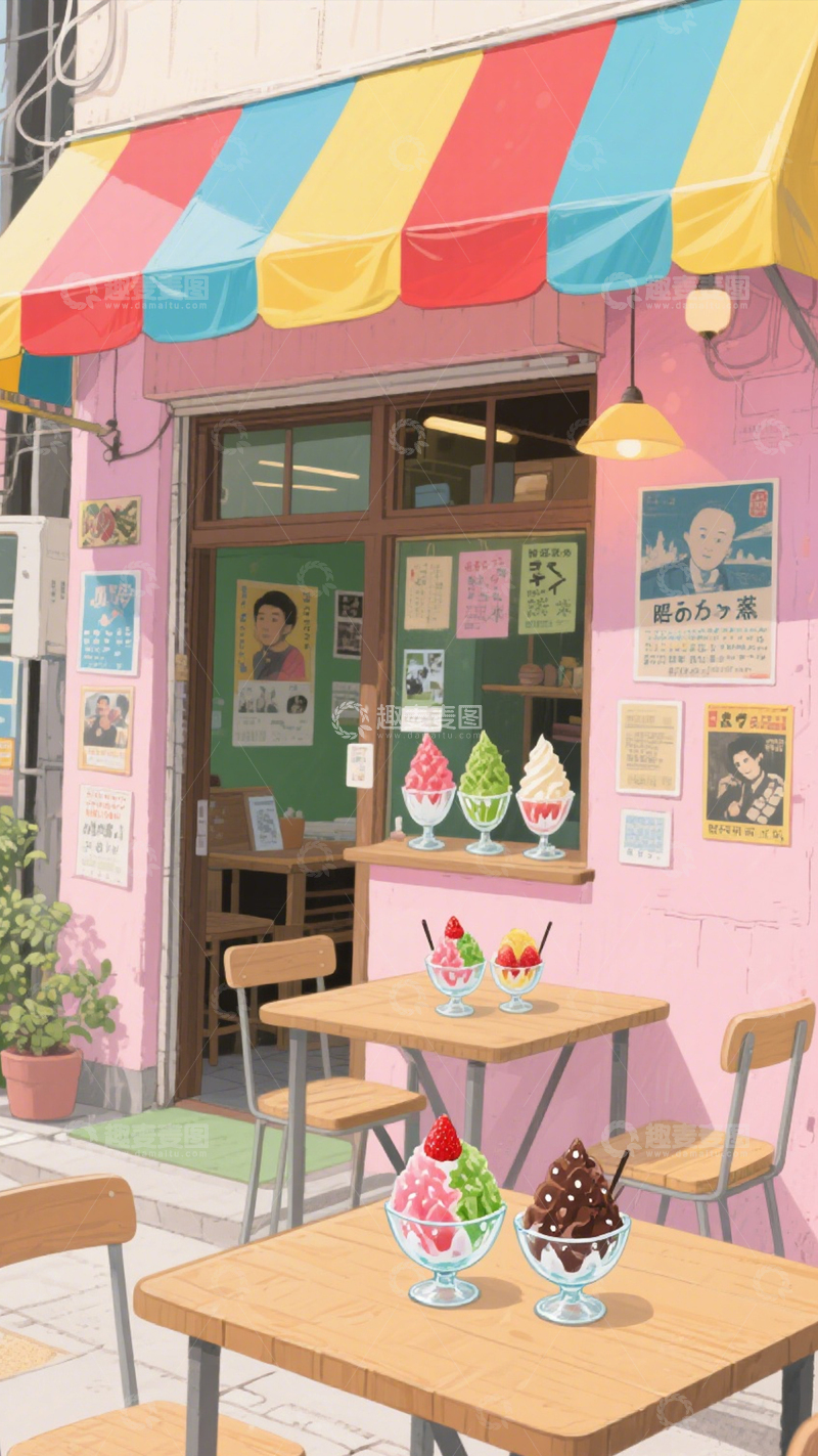 高清大图下载【趣麦麦图】街角小店治愈画1