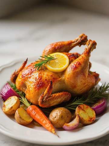 鲜嫩烤鸡摄影图