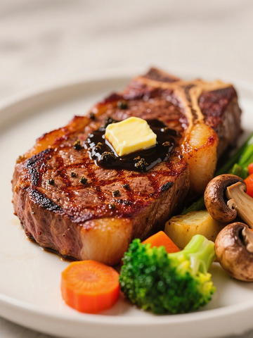 香煎牛排摄影图