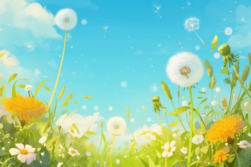 手绘蒲公英草木背景