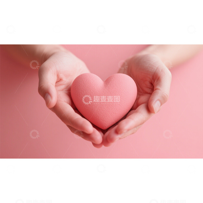 高清大图下载【趣麦麦图】双手呵护粉色爱心1