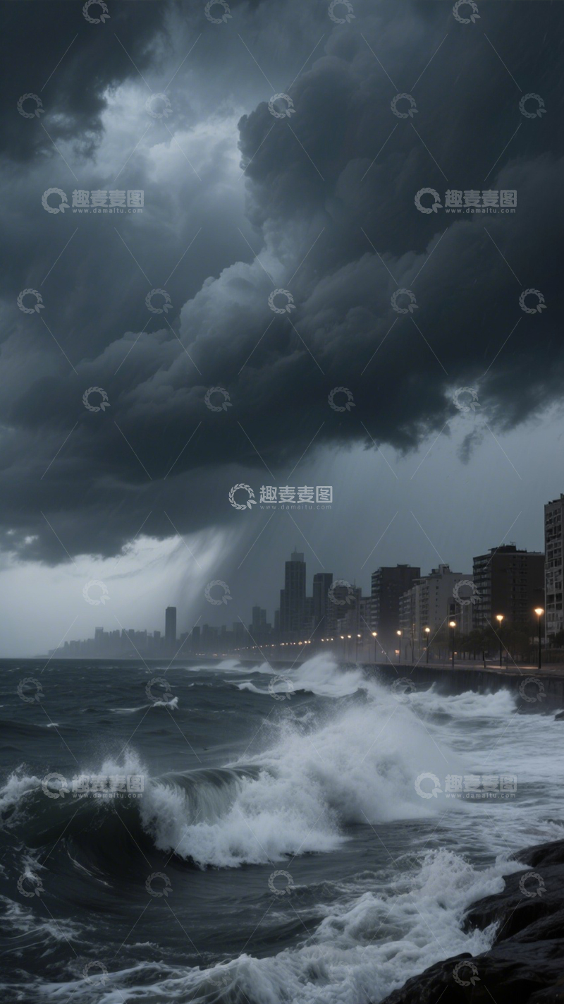 高清大图下载【趣麦麦图】海岸风暴汹涌图1