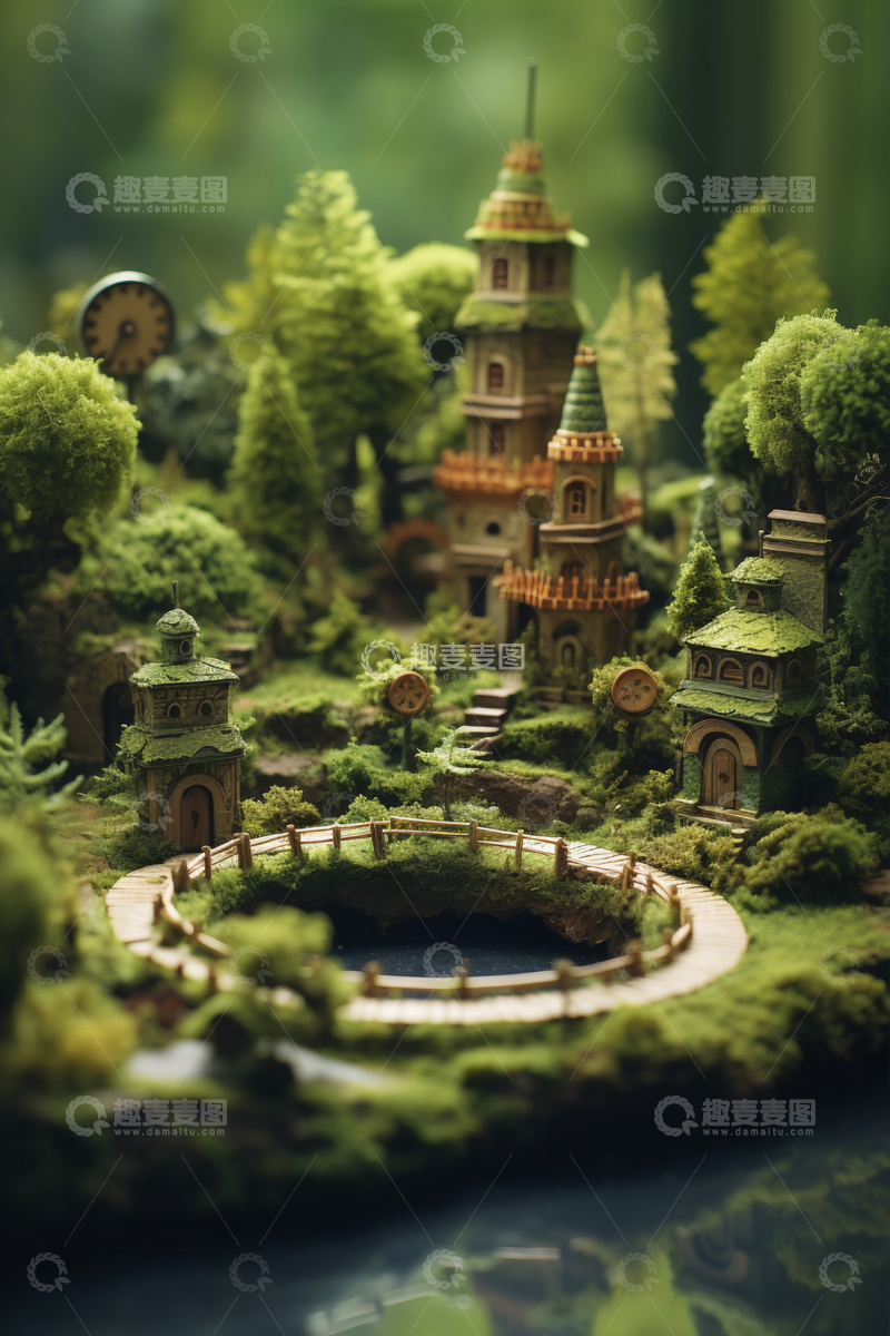 高清大图下载【趣麦麦图】中世纪城堡城市微缩景观AI图像海报背景14