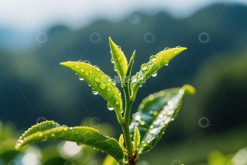 高清大图下载【趣麦麦图】-带着露珠的茶