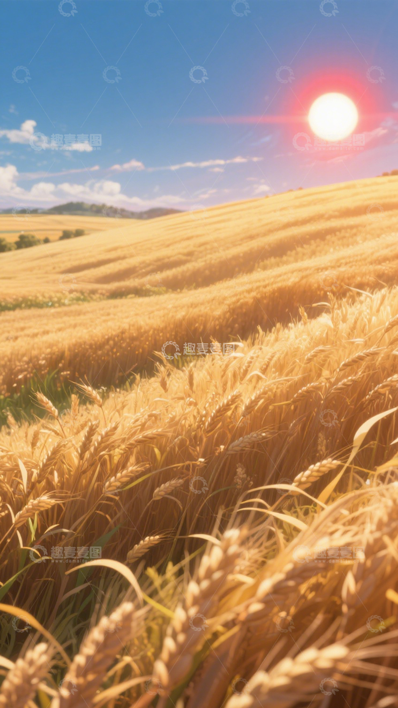 高清大图下载【趣麦麦图】金色麦田夕阳风光1