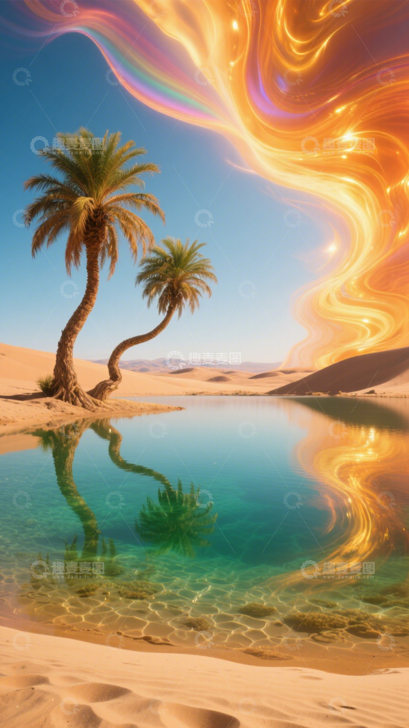高清大图下载【趣麦麦图】沙漠绿洲奇幻风光2