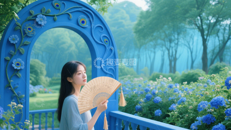 高清大图下载【趣麦麦图】国风旗袍折扇典雅4