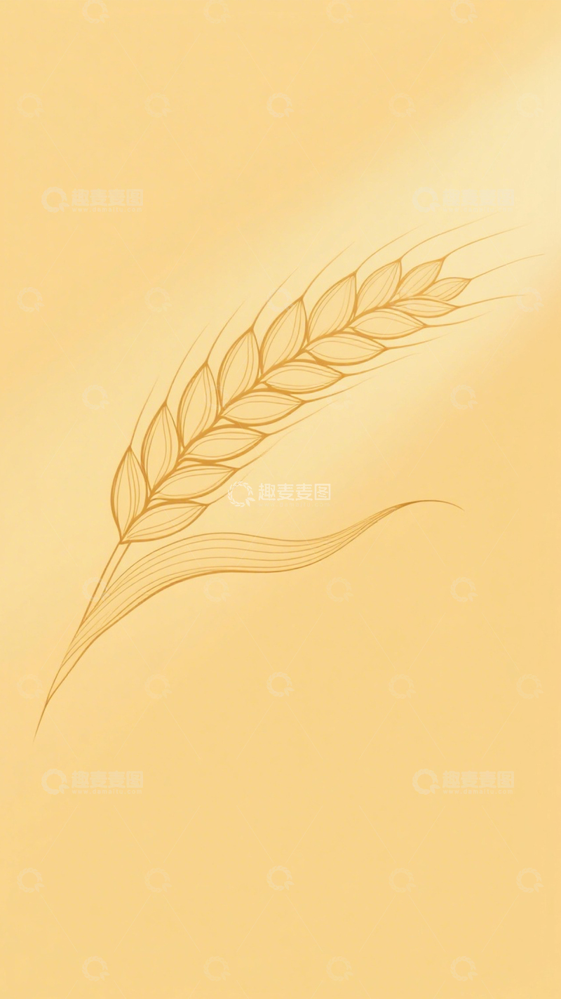高清大图下载【趣麦麦图】国风麦穗线描插画2