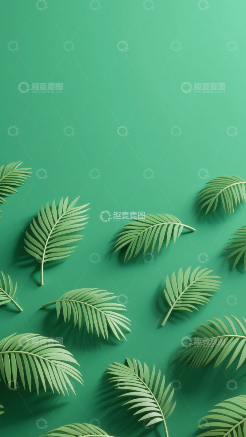 高清大图下载【趣麦麦图】清新棕榈叶绿色景致4