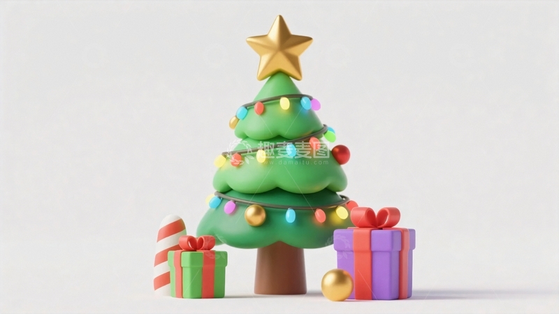 高清大图下载【趣麦麦图】圣诞节圣诞树背景1