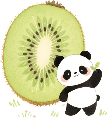 熊猫与猕猴桃插画2