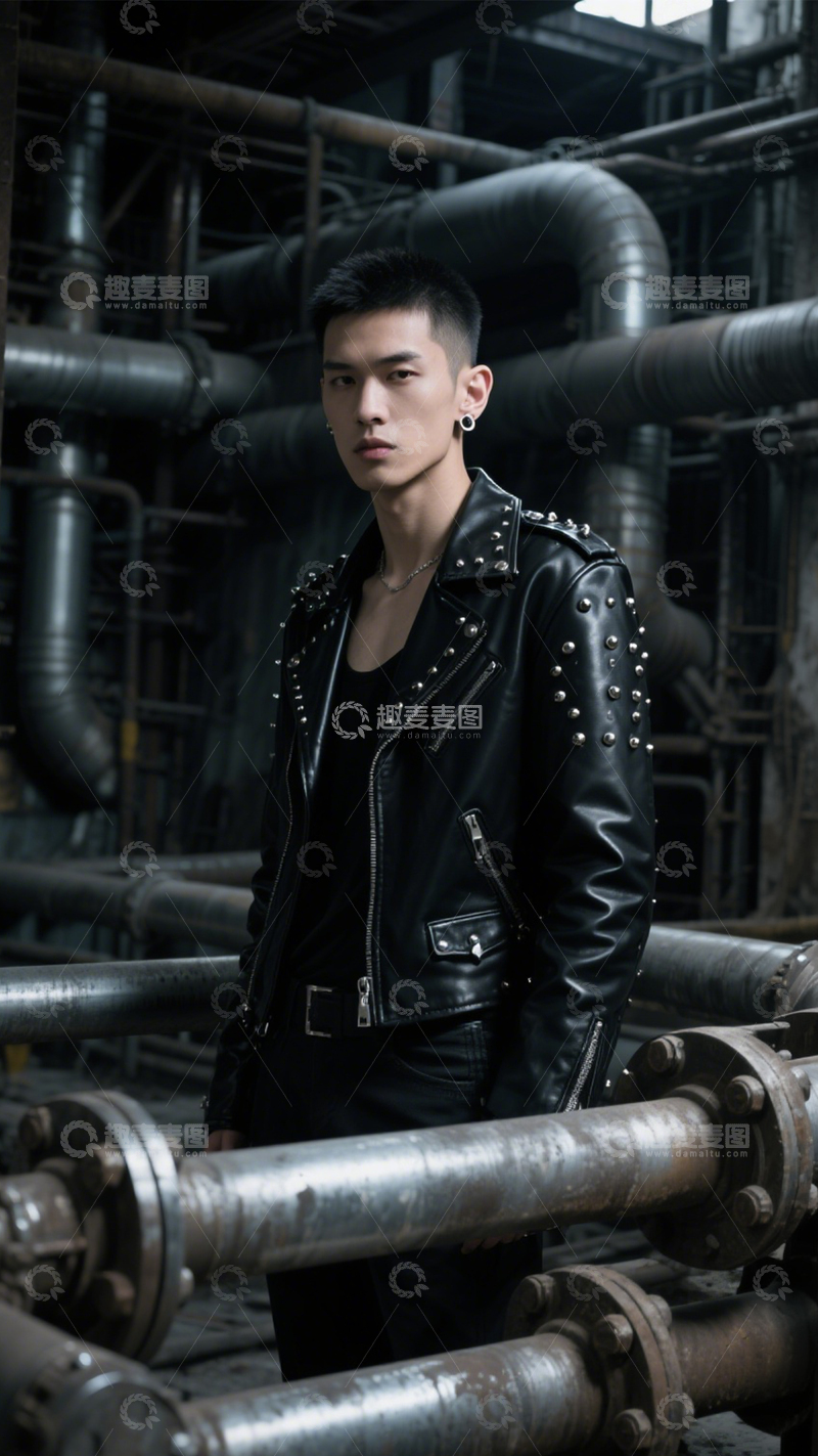 高清大图下载【趣麦麦图】工业风酷飒皮衣型格1