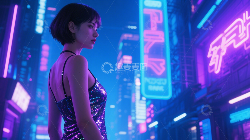 高清大图下载【趣麦麦图】赛博霓虹时尚夜景3