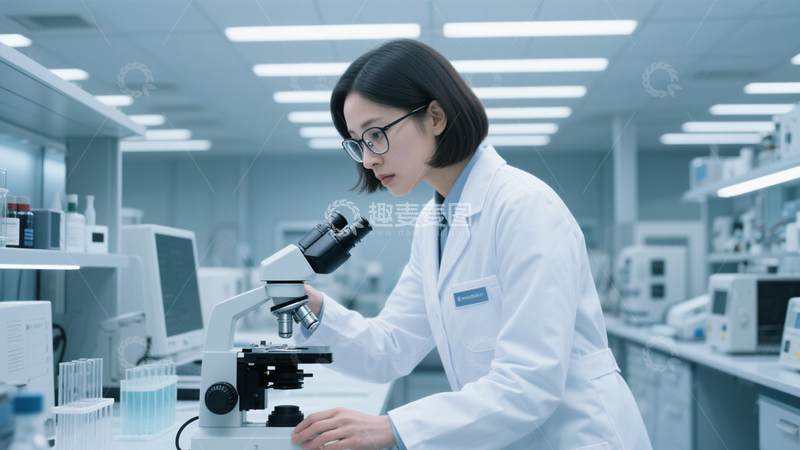 高清大图下载【趣麦麦图】实验室里的科研专注2