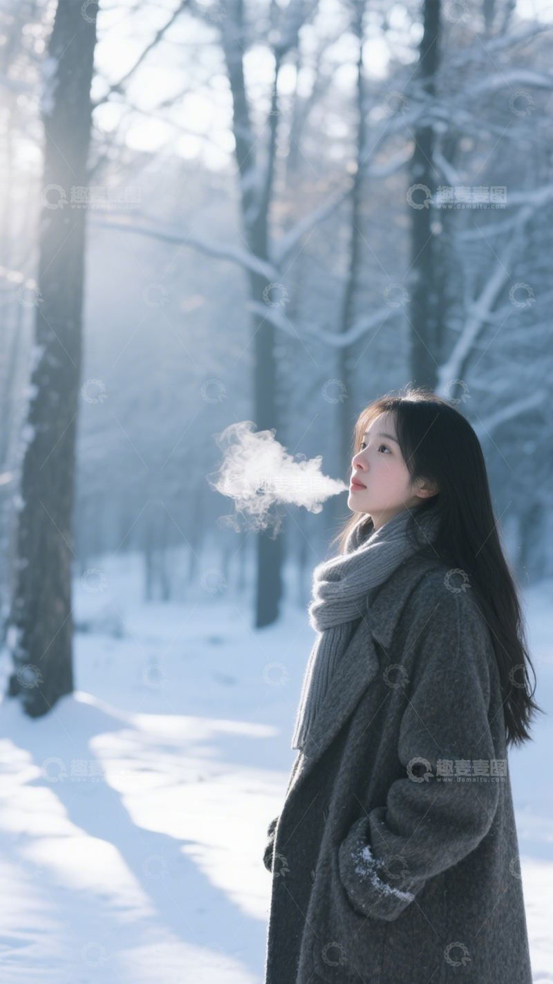 高清大图下载【趣麦麦图】雪林冬日氛围感2