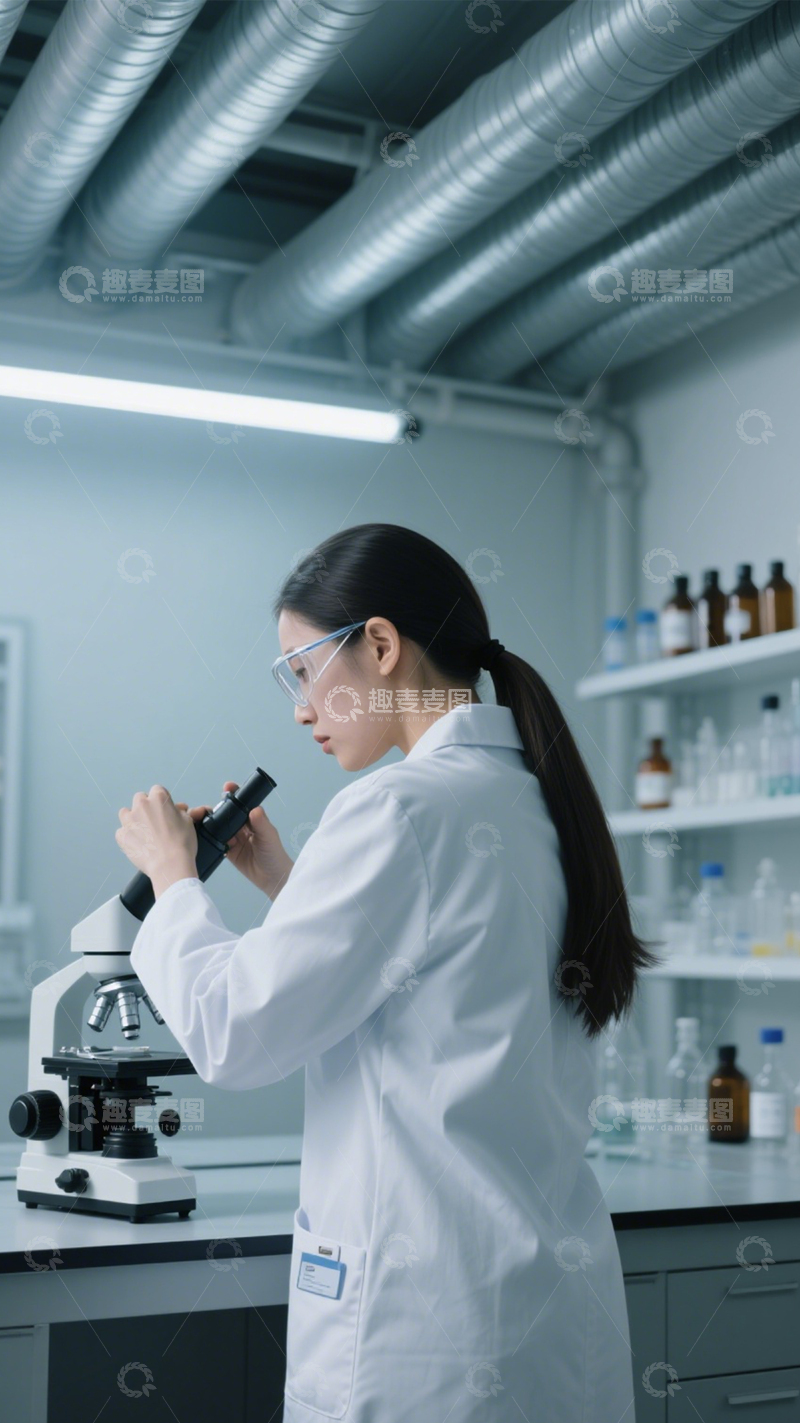 高清大图下载【趣麦麦图】实验室里的科研专注2