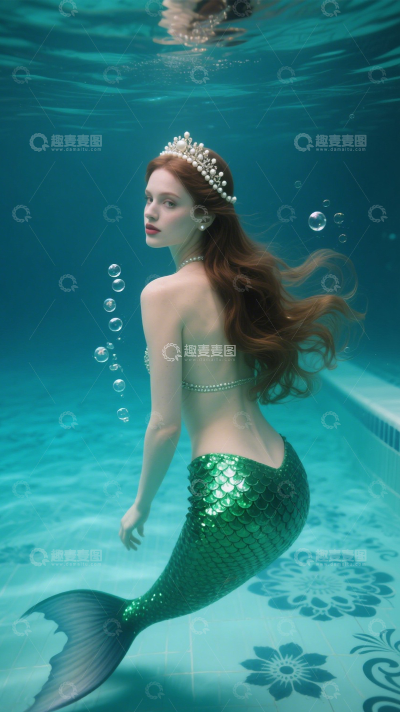 高清大图下载【趣麦麦图】水下梦幻人鱼身影3
