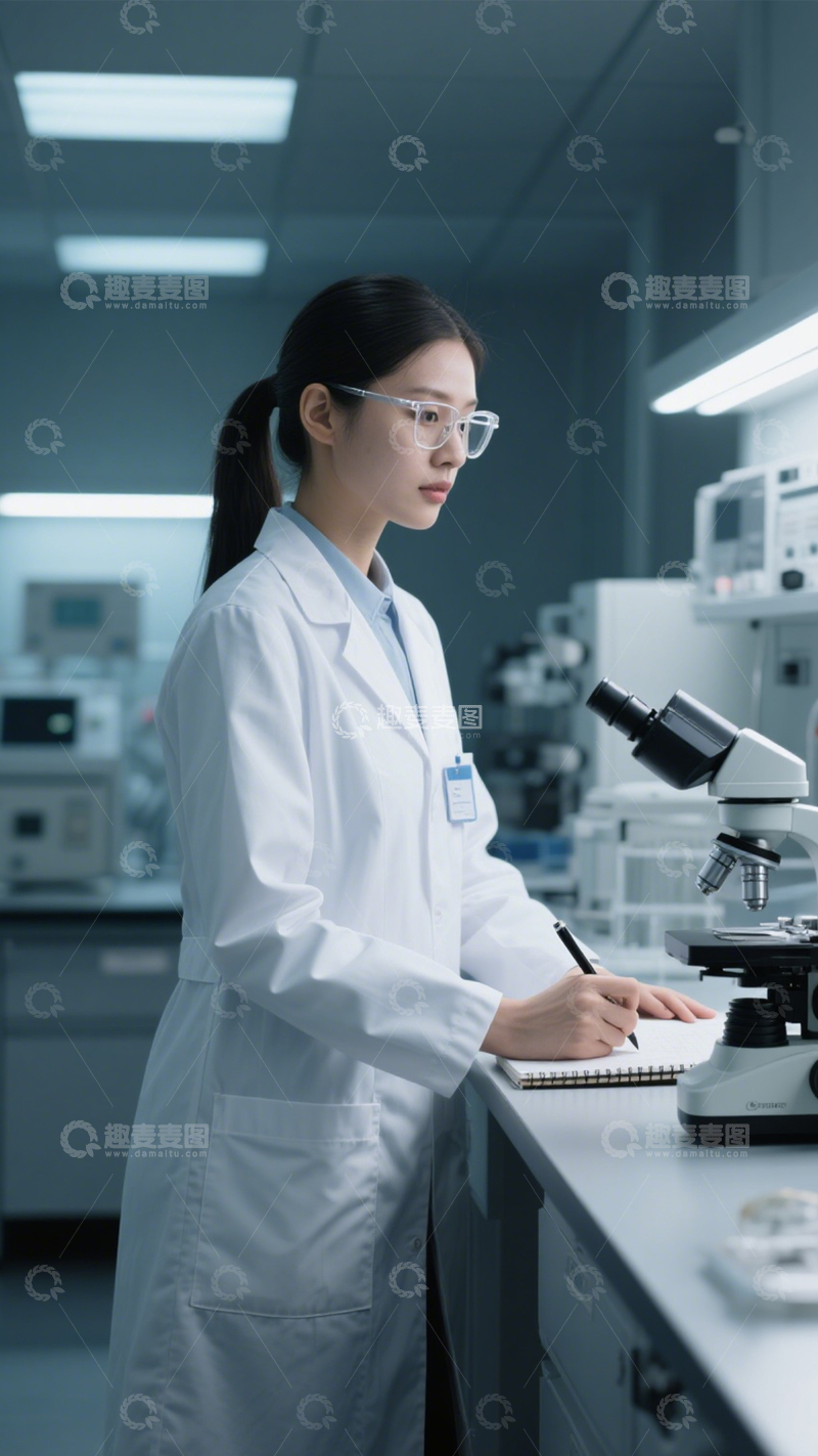 高清大图下载【趣麦麦图】实验室里的科研专注3