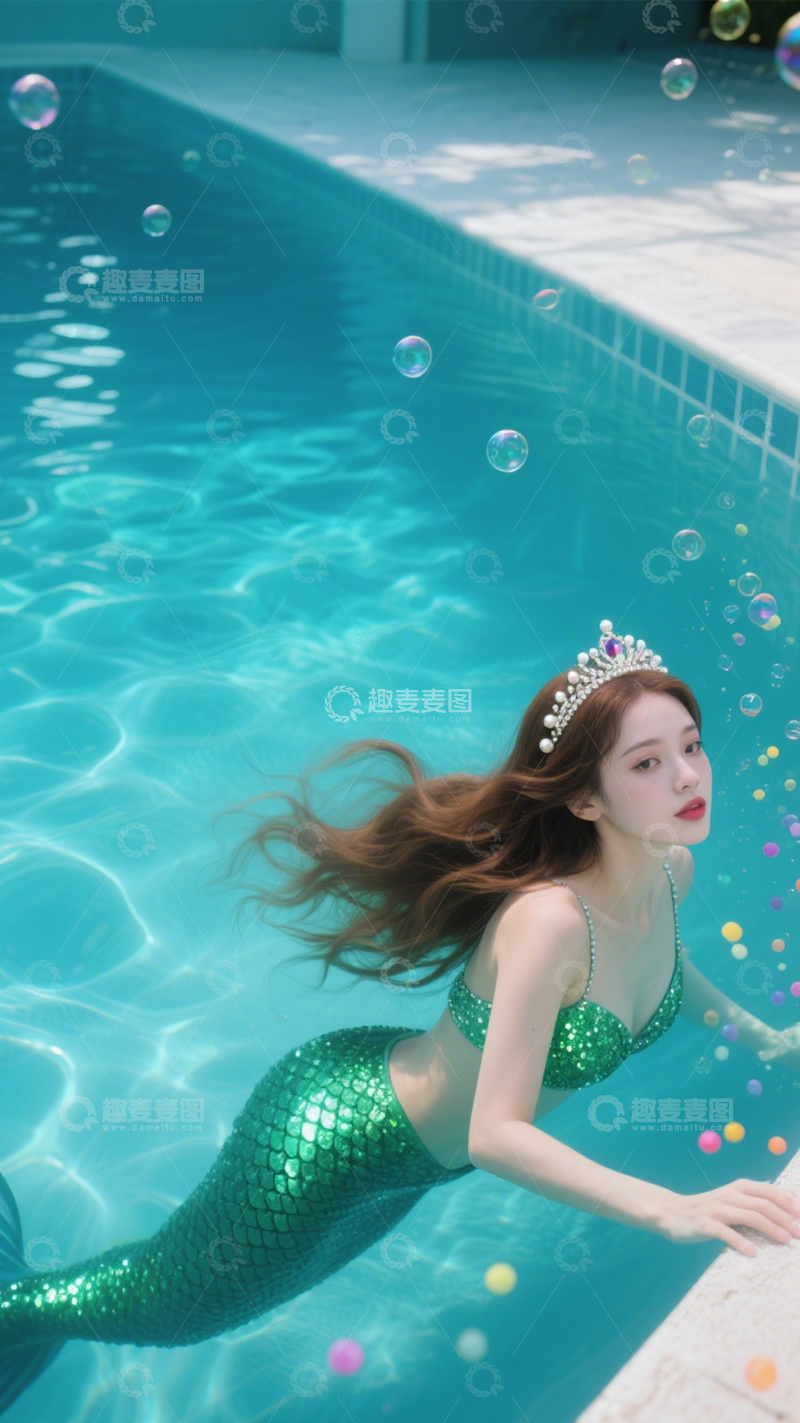 高清大图下载【趣麦麦图】水下梦幻人鱼身影4