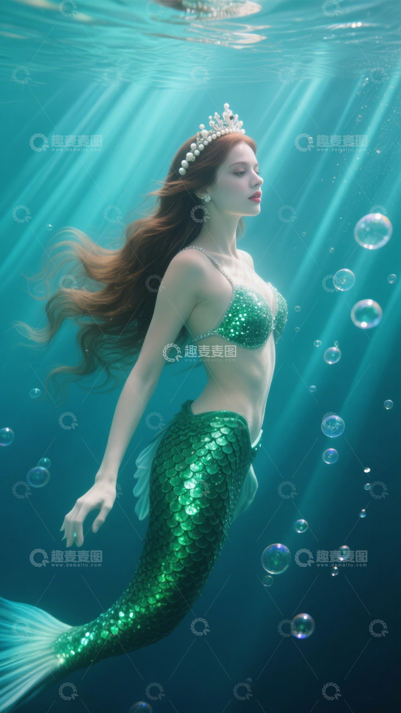 高清大图下载【趣麦麦图】水下梦幻人鱼身影2