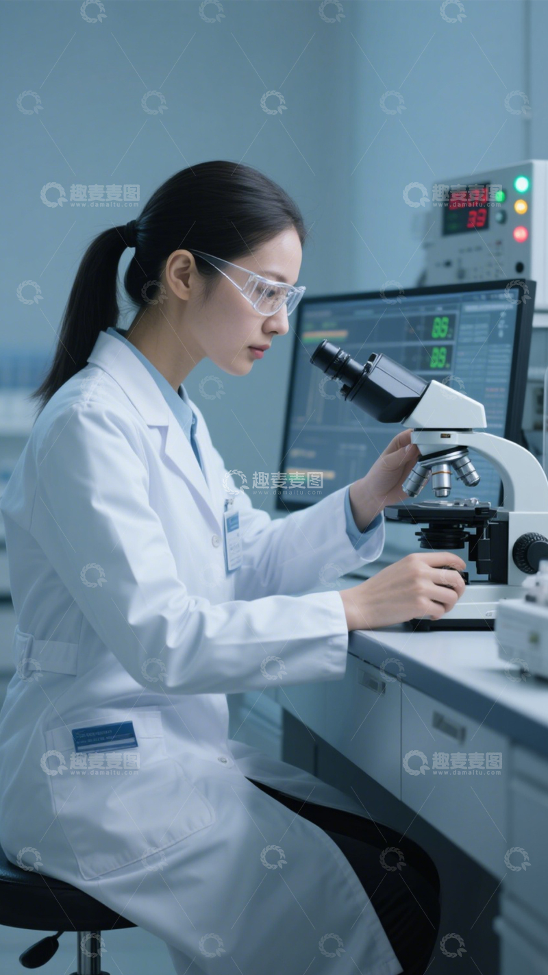 高清大图下载【趣麦麦图】实验室里的科研专注4