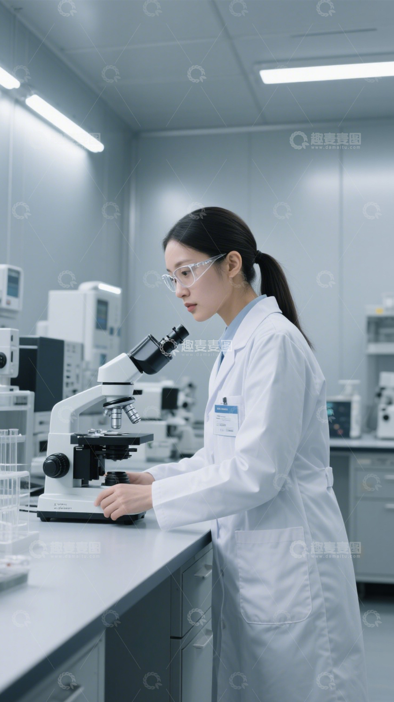 高清大图下载【趣麦麦图】实验室里的科研专注1