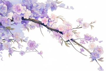 手绘紫色花枝背景