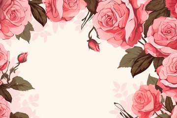 手绘玫瑰花边框背景1