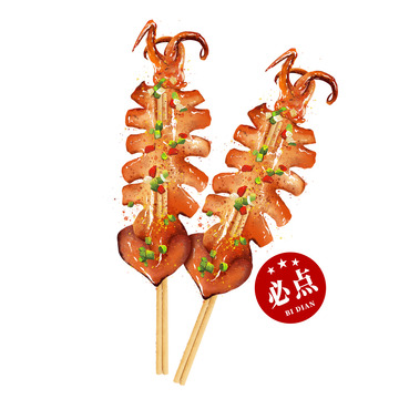 卡通烤鱿鱼美食特色特产美味好吃