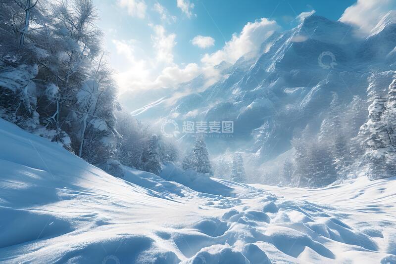高清大图下载【趣麦麦图】冬季雪山雪地地形背景图