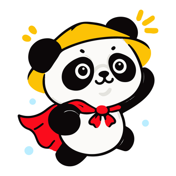带斗笠的可爱的熊猫