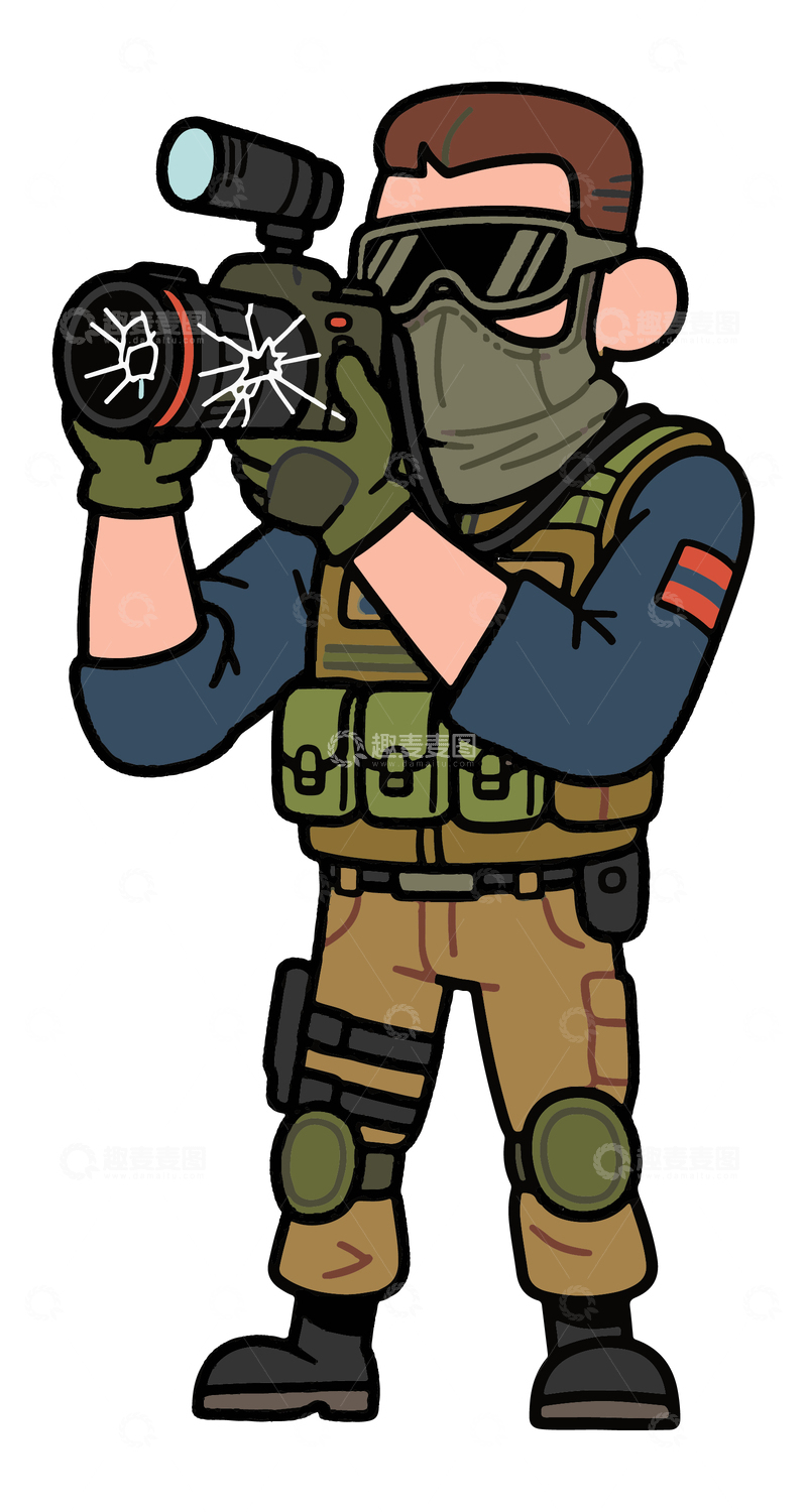 源文件下载【趣麦麦图】-战地记者在拍摄